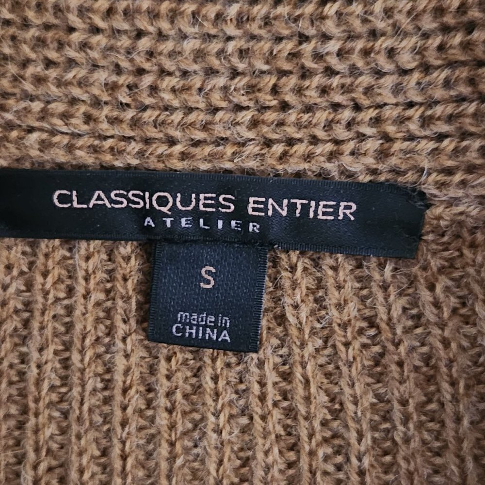 Classiques Entier Brown Alpaca Blend Button Front Poncho Cardigan Sweater Size S - Picture 7 of 8